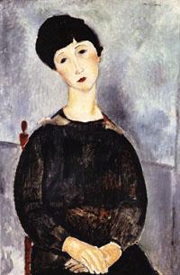 Amedeo Modigliani Yound Seated Girl With Brown Hair oil painting image